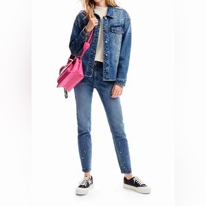 Desigual Blue Skinny Jeans Mid-Waisted Floral